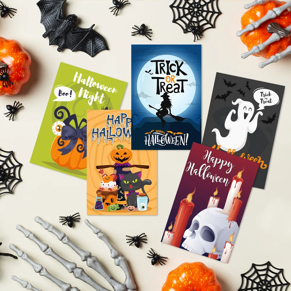 New Halloween Decoration Props Pumpkin Head Postcard Paper Greeting Card Invitation Envelope Party Supplies