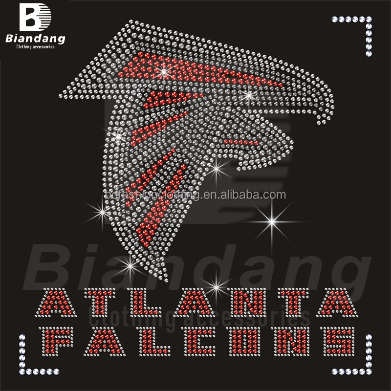Wholesale NFL Atlanta Falcons Heat Transfer NFC Football Team Vinyl Motif Hotfix Sports Team Logo Iron On Rhinestone Transfer