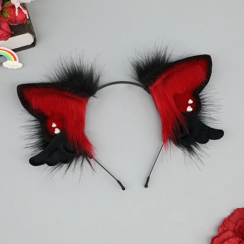 Cute girls angel wings headband Y2K girls fur cosplay animal cat ears headband