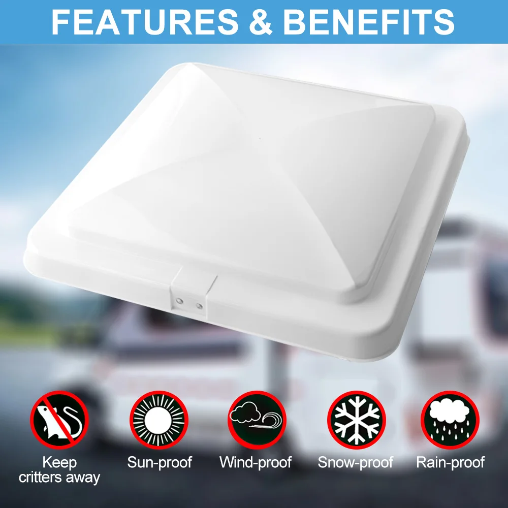 14 RV Accessories 14inch White Lid Manual Control Caravan Motorhome RV Roof Vent