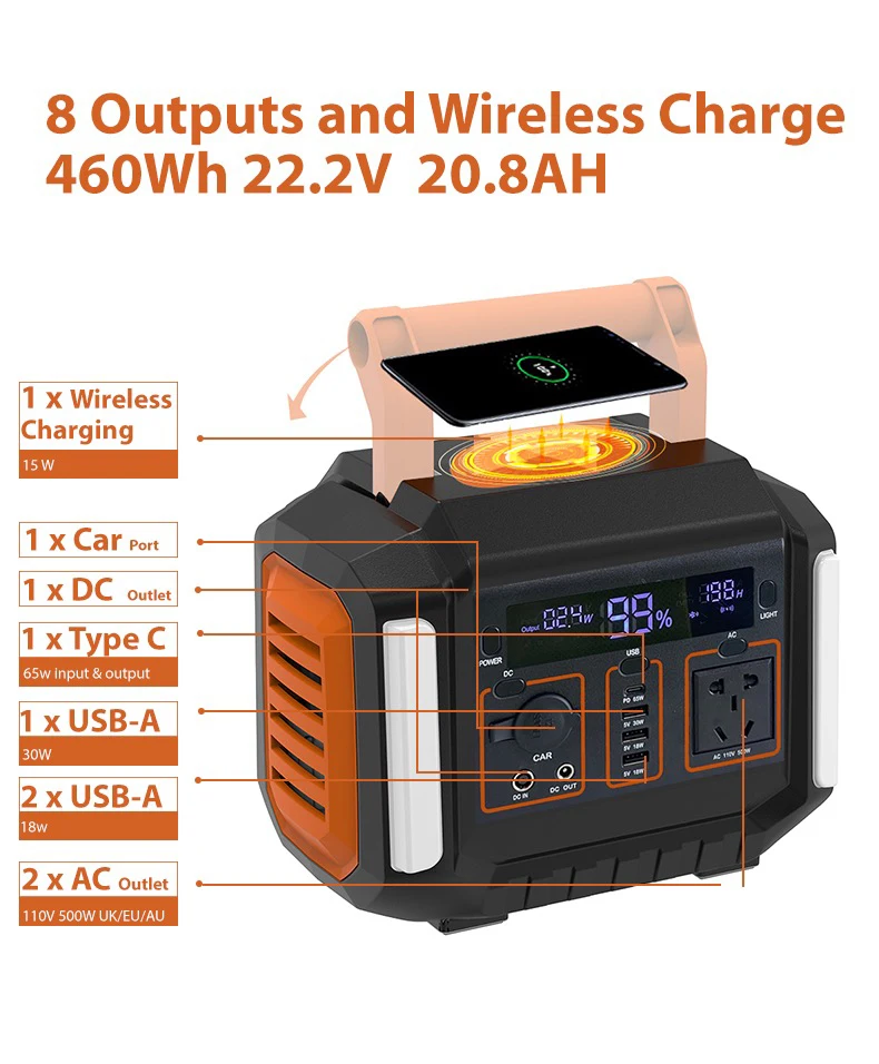500w1000w station power  battery portable solar generator power station us supply inverter outdoor 230wh