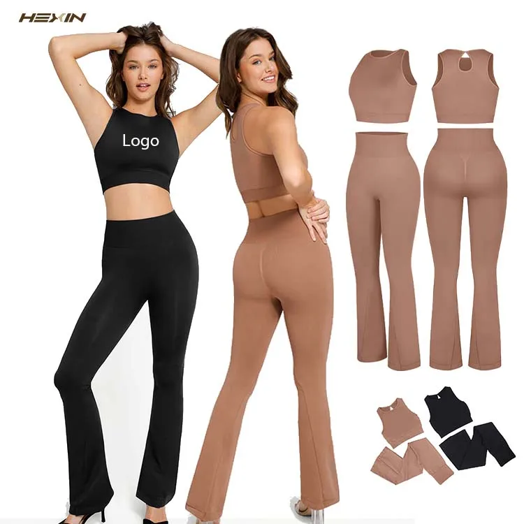 HOT SALE Hexin Wholesale Womens Activewear Private Label Bulk Wholesale Tracksuit Fitness Wear Activewear Women Yoga Set