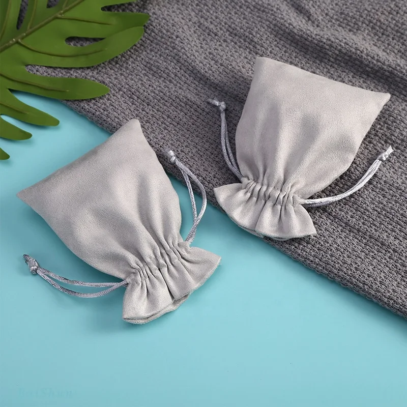 High Quality Velvet Fabric Drawstring Gift Packaging Bag Microfiber Dust Suede Pouch For Perfume Necklace