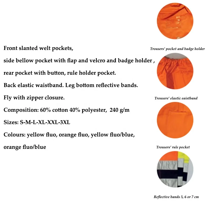 Hot Selling Good Quality En20471 Safety Security Custom Pants Mens Cargo Pants Hi Vis Work Wear Trouser