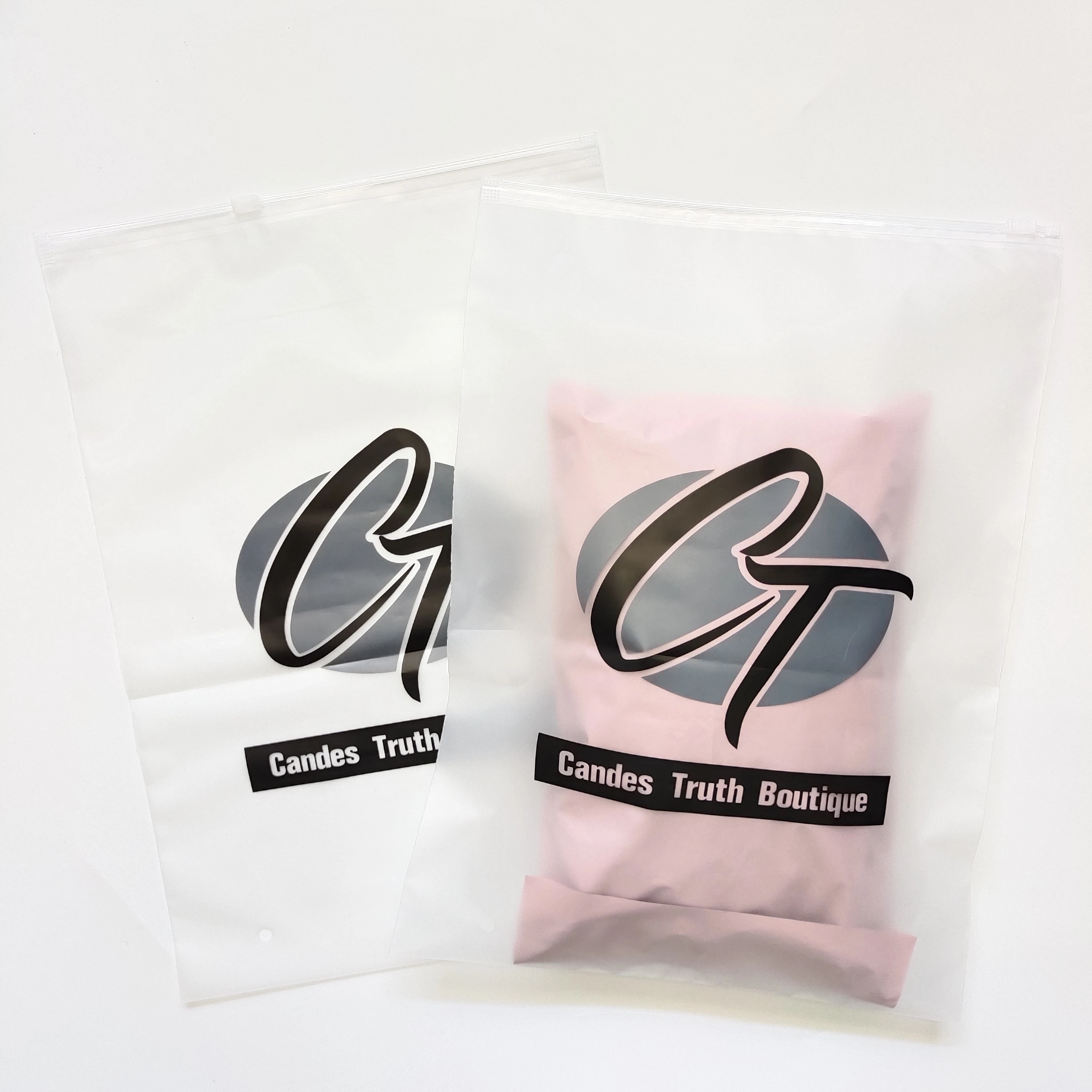 
Custom printed recycled transparent plastic CPE zipper bags 