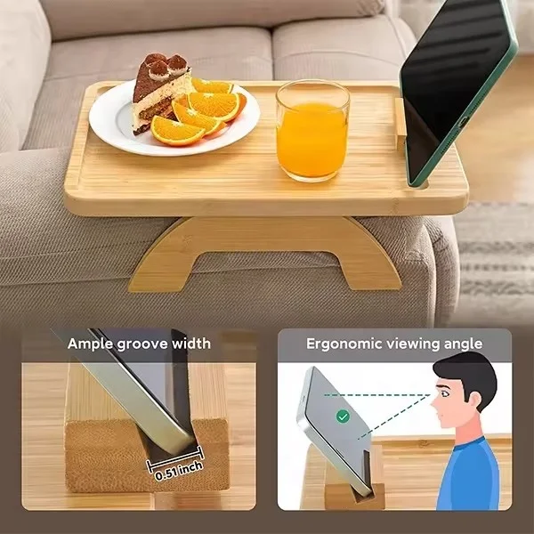Best Home Storage & Organization Armrest Tray Side Table Drinks Remote Control Snacks Wide Couches Sofa Couch Arm Rest Organizer