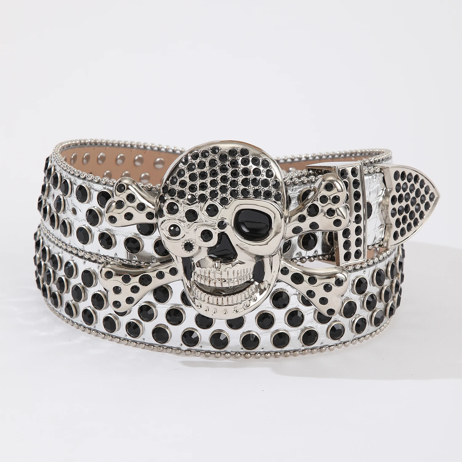 Luxury Western Cowboy Studded Rhinestone Red Rockstar Removable Skull Buckle Cheap PU Leather Bling Bling Rhinestone Belt Men