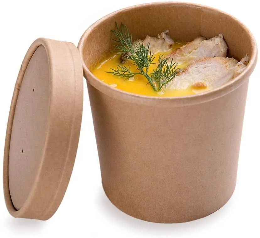 Disposable Pop corn Tubs 32 oz kraft Paper food cup to go packaging stews soup paper popcorn containers 32oz paper cup