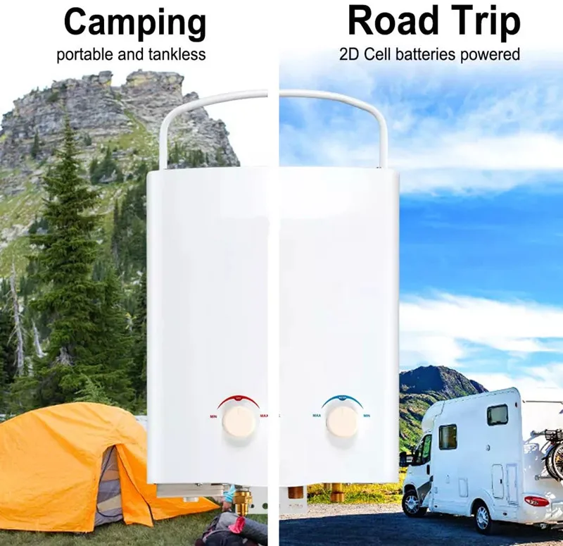 TOOFLO camping water heater 1.32 GPM /6 LPM  camping equipment interior outside shower from rv camper