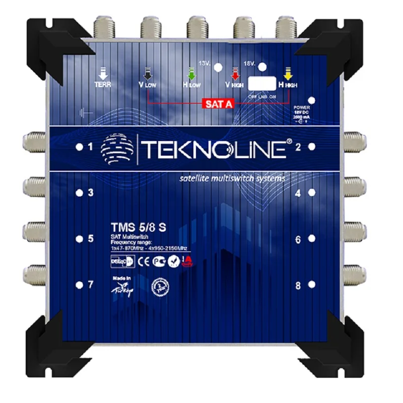 High Quality satellite multiswitch 5 input 8 output with led indicator diseqc lnb power