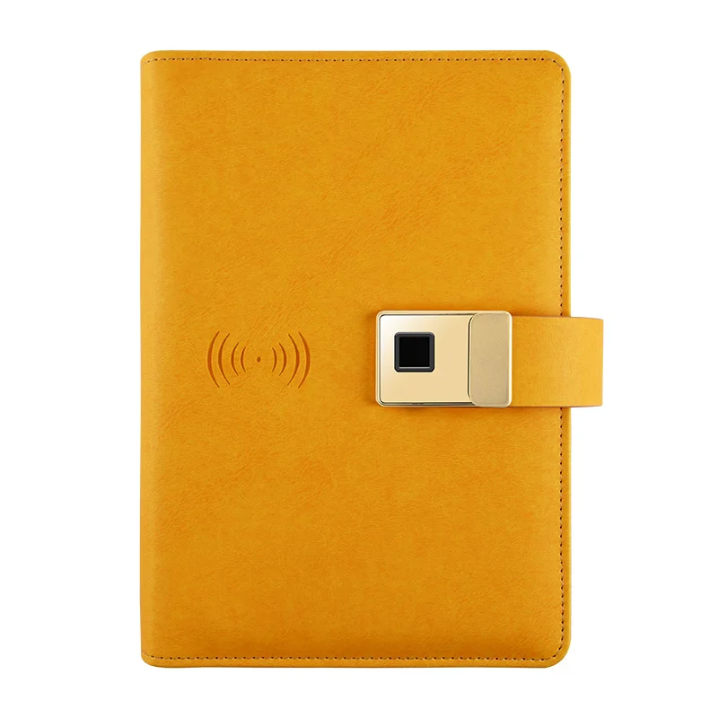 Multifunction 8000mah Power Bank Notebook With Video Recorder Fingerprint Lock Diary Wireless Charging