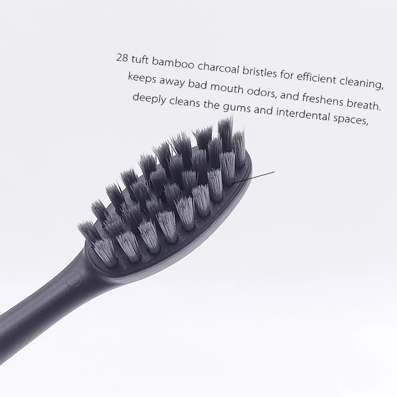 Wholesale custom logo black charcoal bristles pla / corn starch toothbrush with biodegradable eco friendly