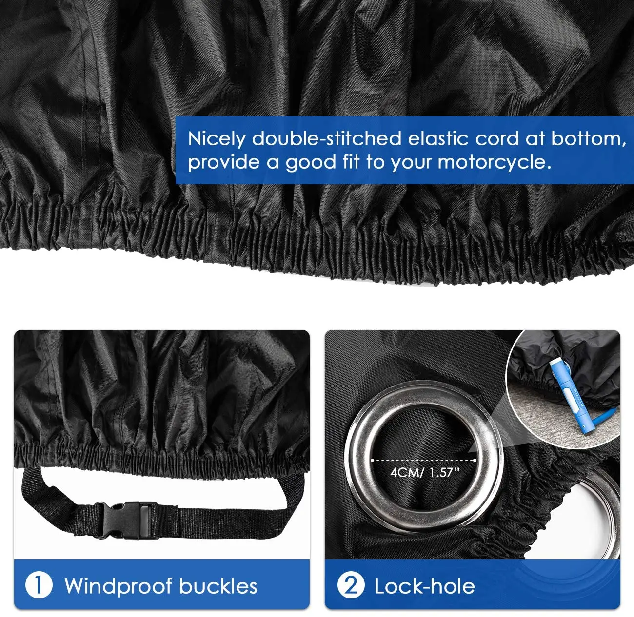 Waterproof and UV Durable Motorcycle Grip Cover cape for Outdoor With 300D Heavy Duty Fabric