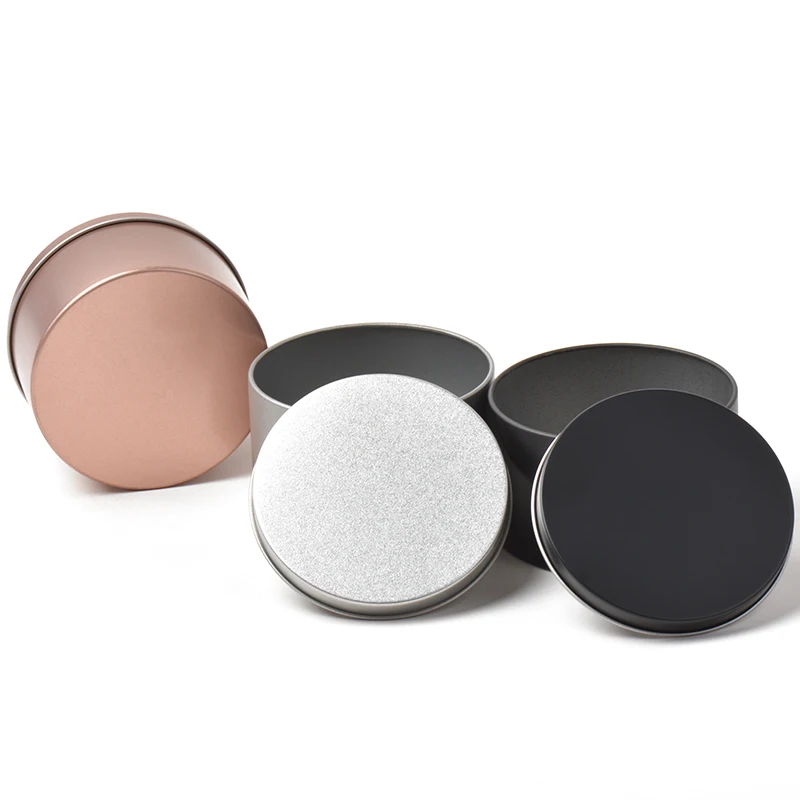 Customized Food Grade Candy Hair Removal Cream Wax Round Tinplate Can Candle Metal Jars Rose Gold 8Oz Tin Box With Clear Lids