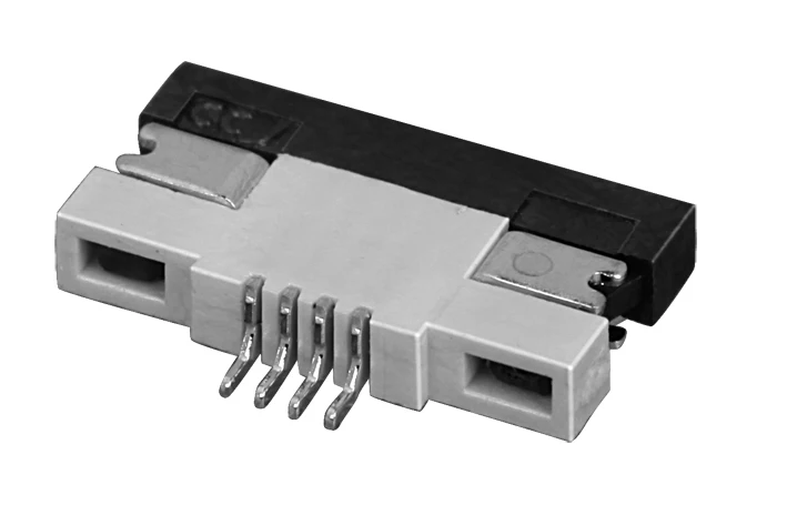 
Easy-On FPC Connector, 0.5mm Pitch, Right-Angle, Bottom Contact, 1.2mm Height, 4 Circuits, tin over Nickel Plating 