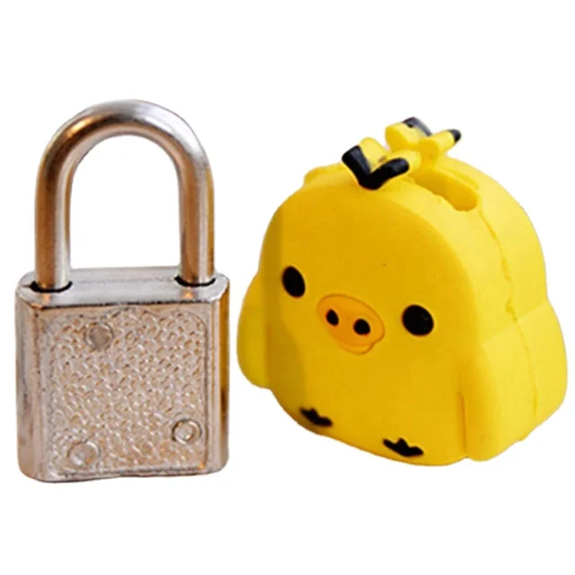 canyu lock factory Creative Cute Silicone Cartoon Doll Metal Mini Padlock Security Anti-theft Luggage Lock