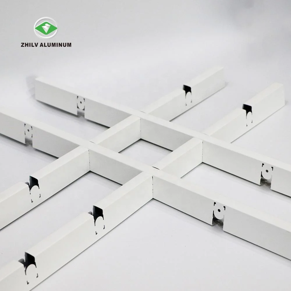 
High quality cheap aluminum wood grain grid ceiling metal false oepn cell ceiling design 