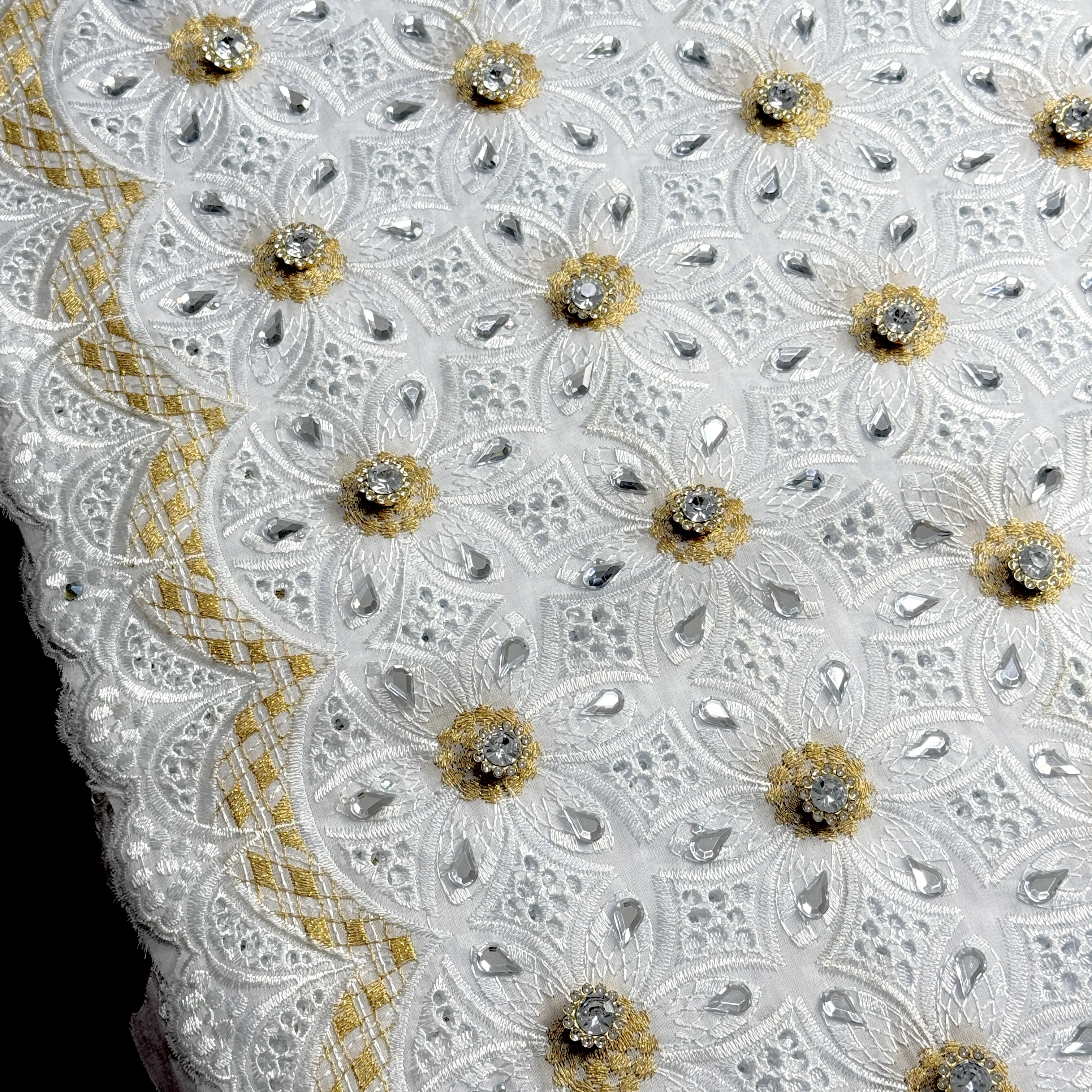 New style African cotton voile dantelle lace tulle embroidery hollow out border swiss lace pattern guipure lace fabric