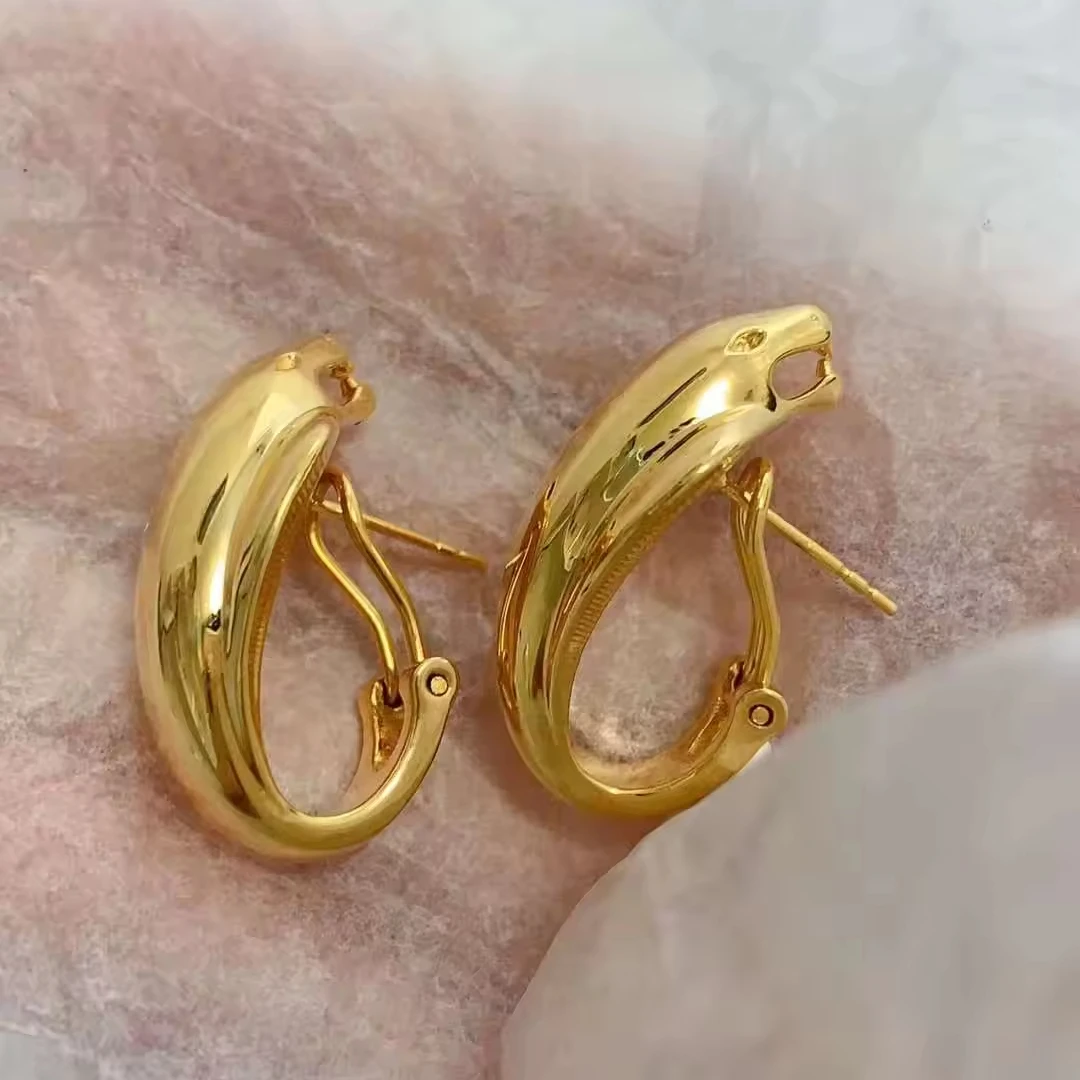 Lerca Hot Sale 18K Pure Gold Snake Shape Earrings 18k real gold jewelry manufacturer Fashion Au750 Women Fine Jewelry
