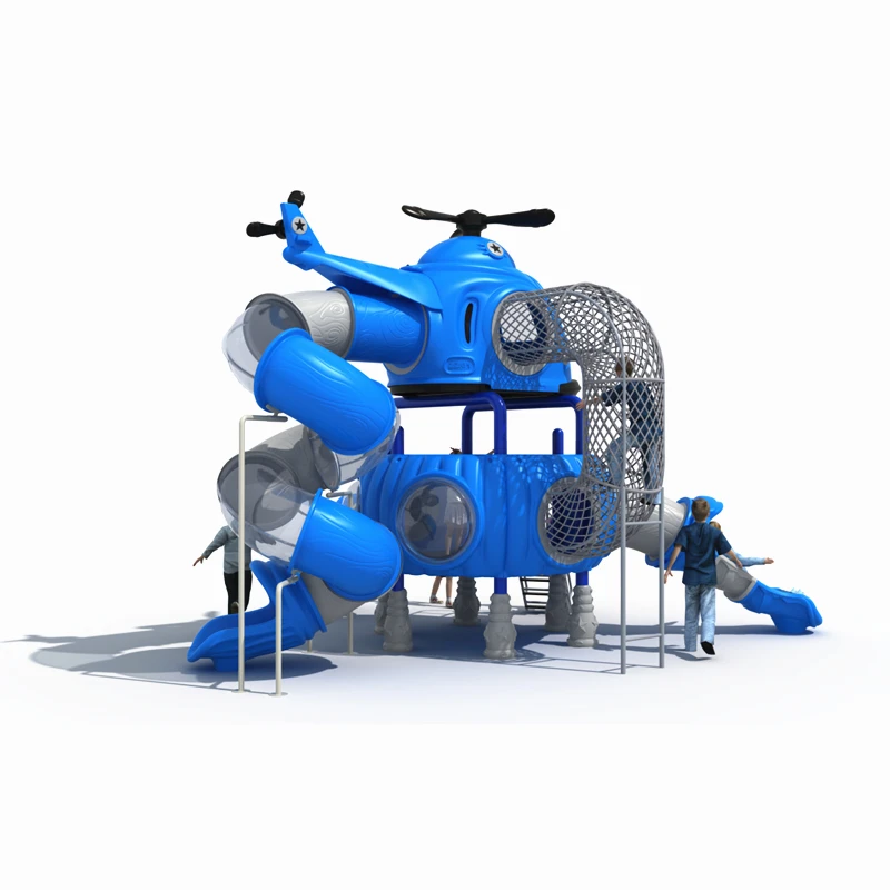 Easy to Clean Shopping Malls Sports Facility Impact-resistant Adventure Play Equipment Blue outdoor slide