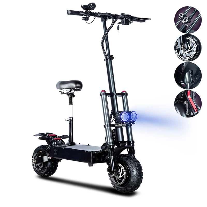 60V 6000W 11inch heavy long run large dual motor electric off road electric scooter adult