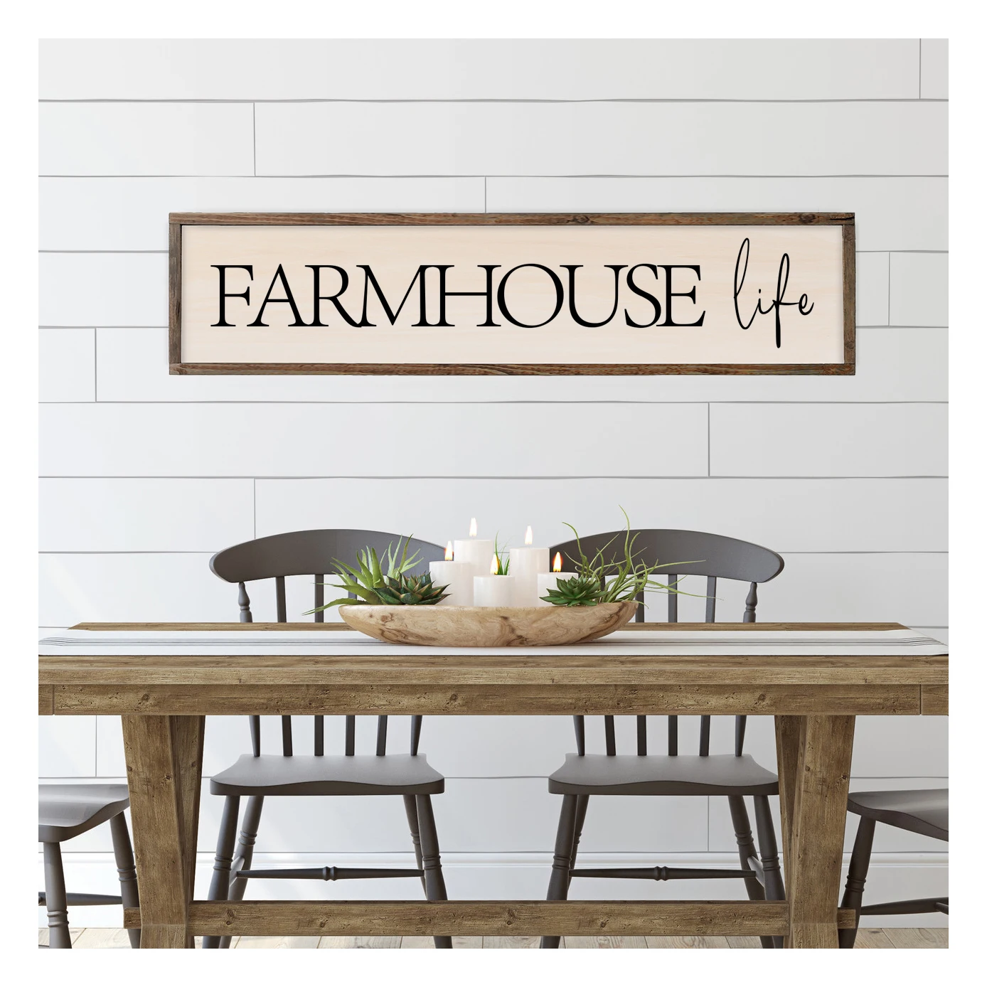 Custom rectangle Solid Home Decorative Large 8x24in Hanging Wall Plaque Farmhouse life Wood Print Sign