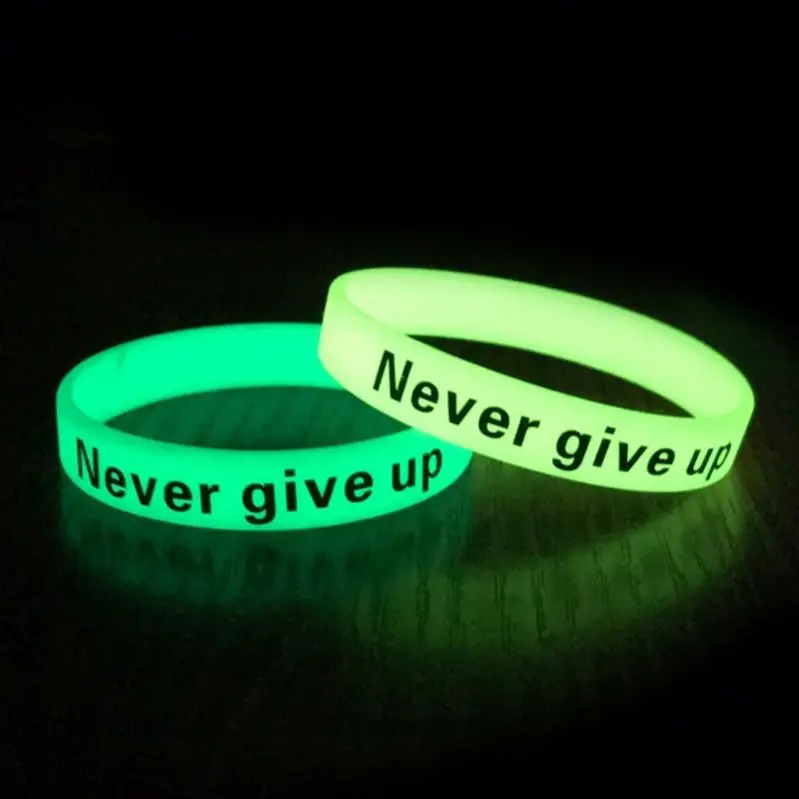 Glow Customized Hand Band Silicone Wristband Silicone Bracelets Glowing In The Dark Wrist Band