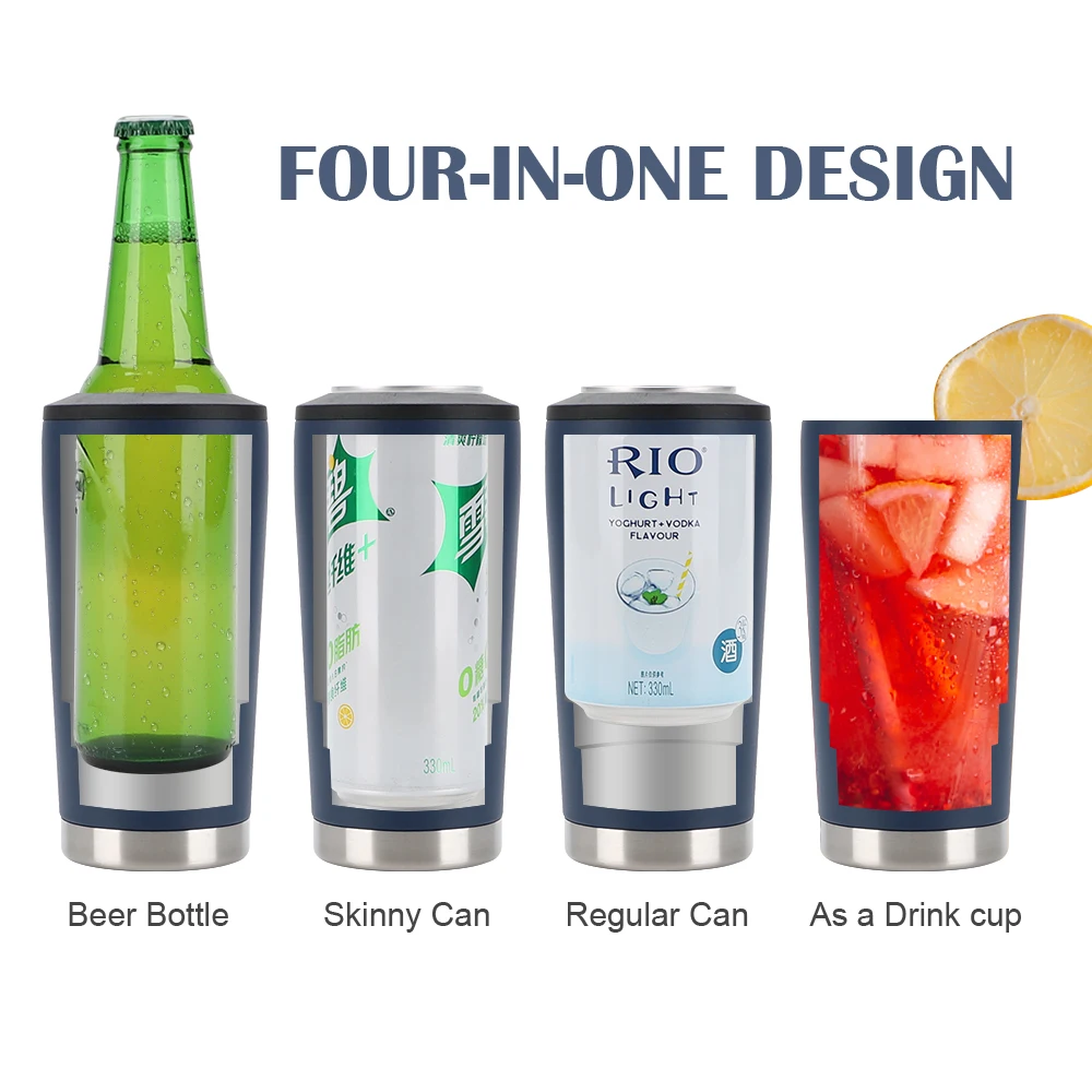 4 in 1 Hot Selling 14oz Double Wall Stainless Steel Beer Can Cooler