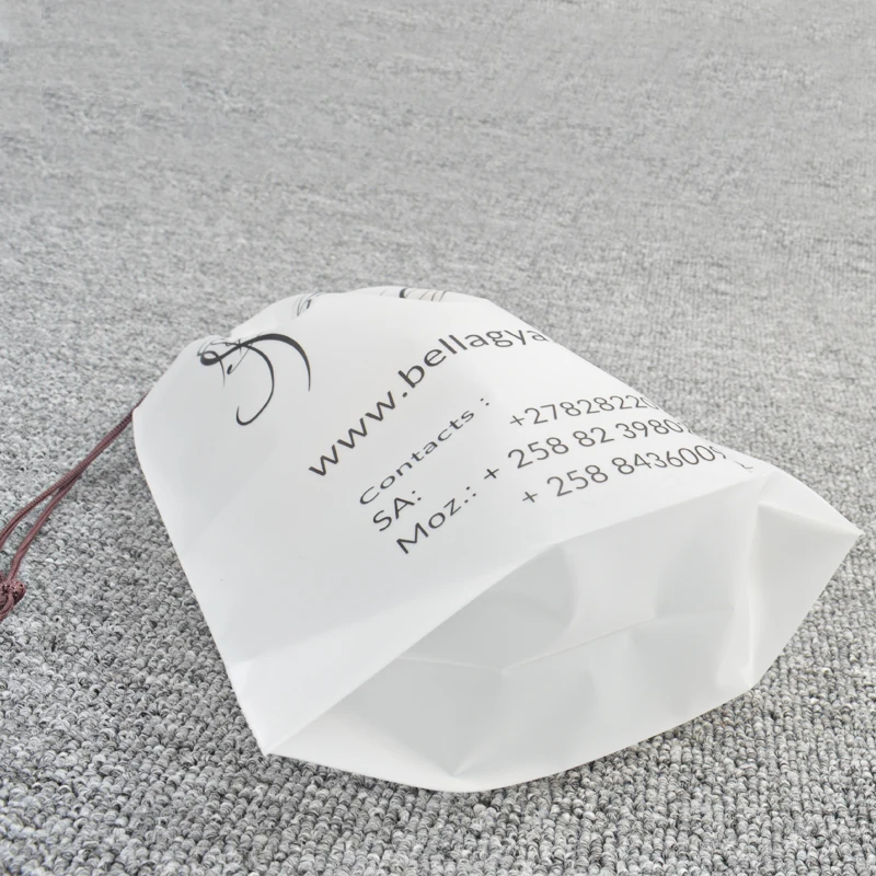 Travel Storage drawstring bag frosted portable Shoe Clothes drawstring plastic bag custom matte drawstring pouch with logo