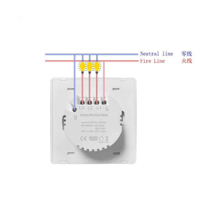 New Design Big Button UK EU Smart Electric Wall Switch 1/2/3Gang Push Zigbee Switches