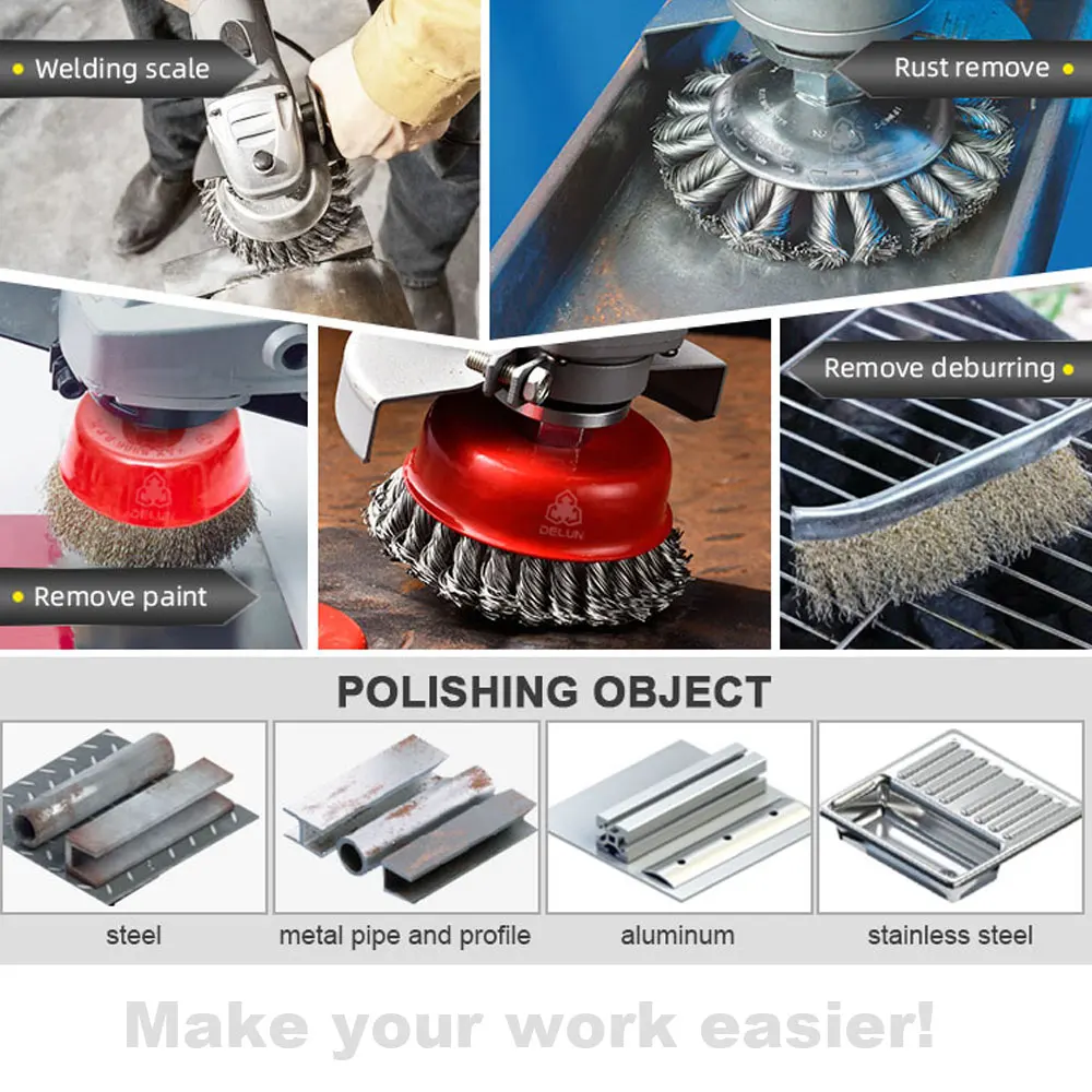 DELUN ISO9001 Cheep Price 2.5inch Steel Wire for metal brush with Free Samples for Angle Grinder