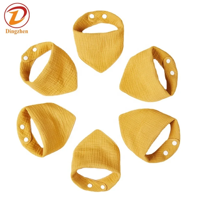 Custom Organic Muslin baby bibs Adjustable Button Reusable Bandana Bibs Super Soft Waterproof Multi Use Cotton bibs