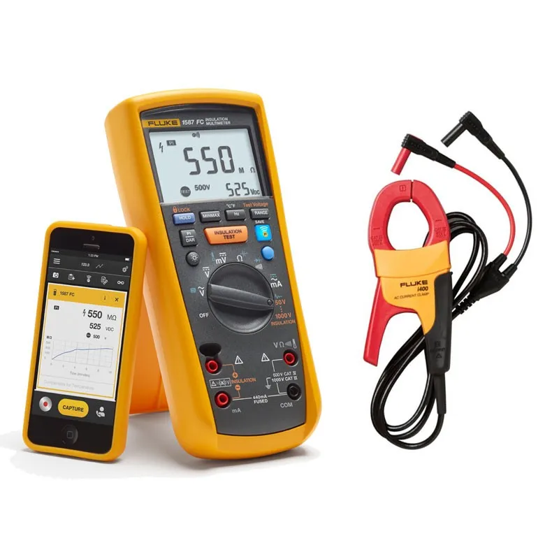 Three year warranty Large display with backlight Rugged utility hard case Fluke 1587FC Fluke Digital Megger