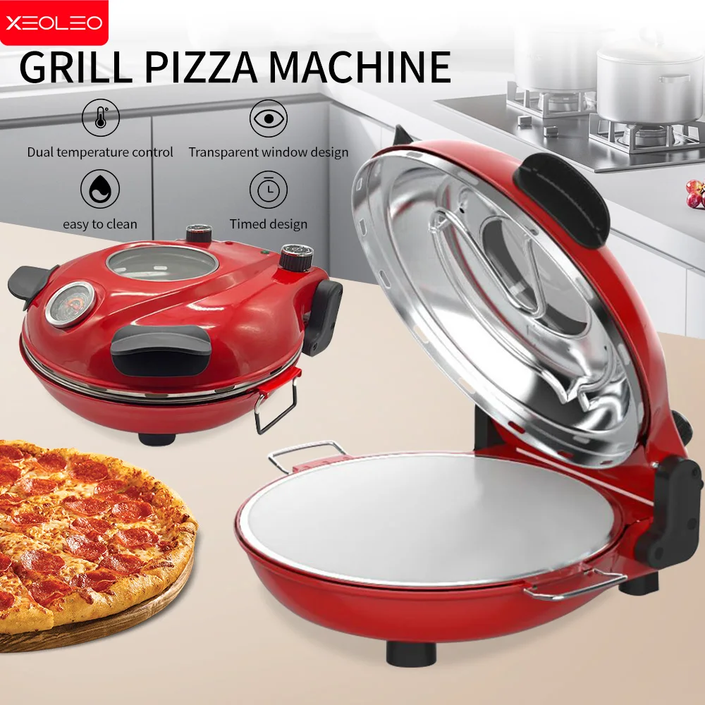 XEOLEO Household Pizza Cooker With Ceramic Stone Automatic Fast Round Pizza Marker Electric Pizza Oven