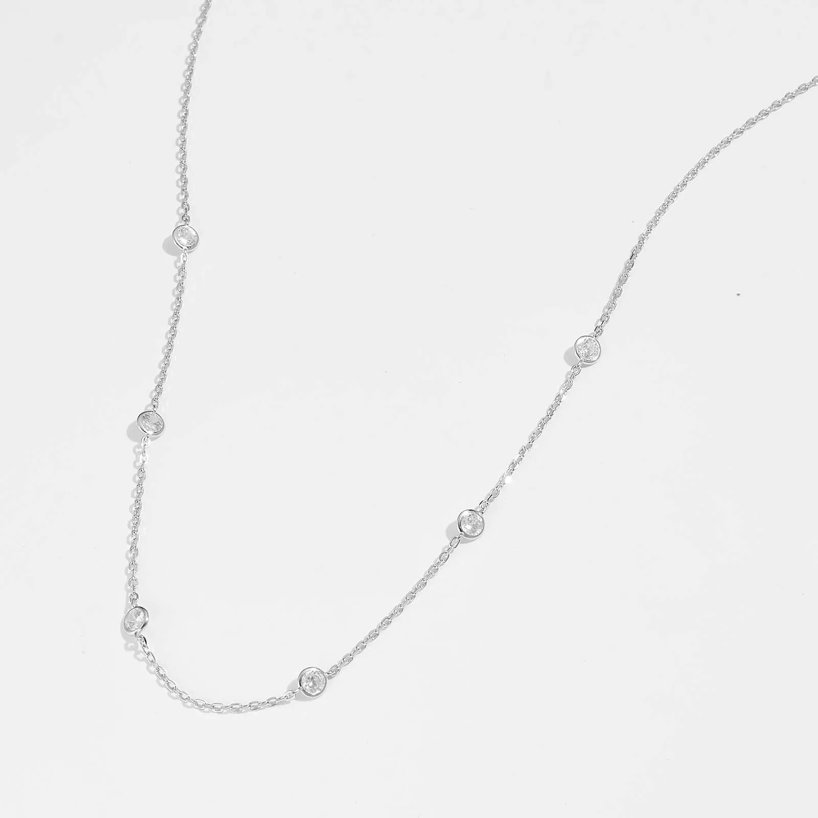 FUAMAY модные ювелирные изделия 18K позолоченное 925 Серебряное ожерелье простое из шести кубических Цирконий