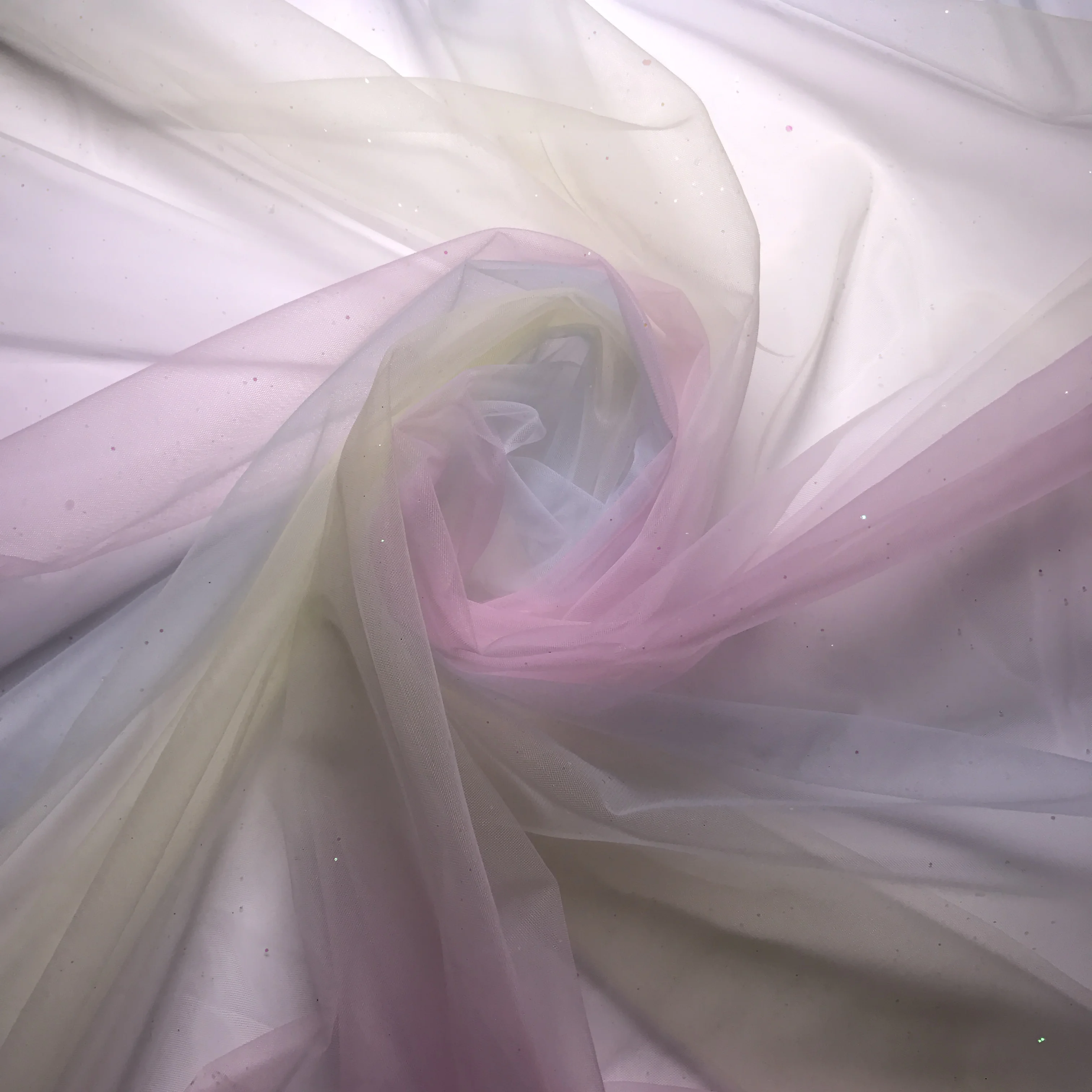 colorful rainbow transfer printing tulle print glitter tulle fabric for dress