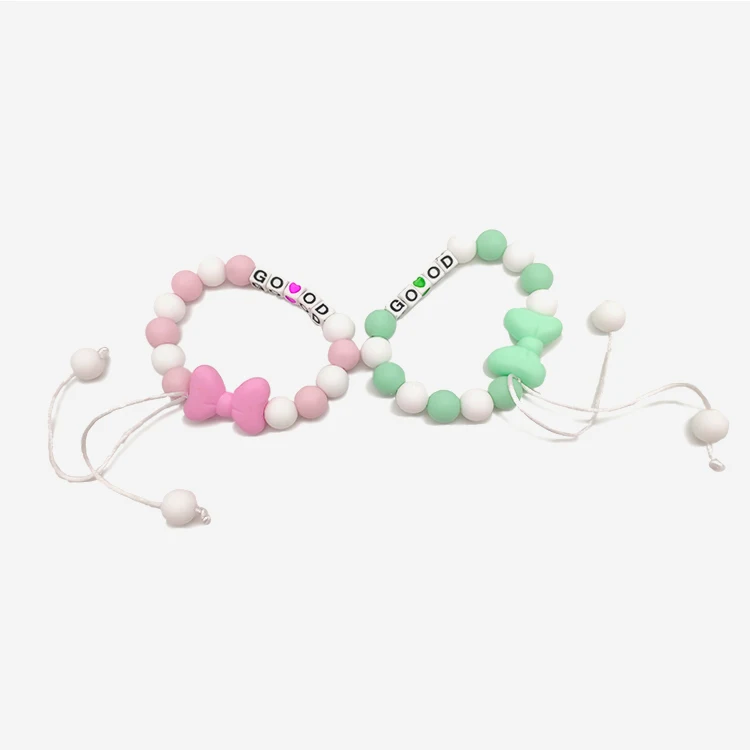 Baby Training silicone bunny teether bracelet with food grade wholesale silicone teethers