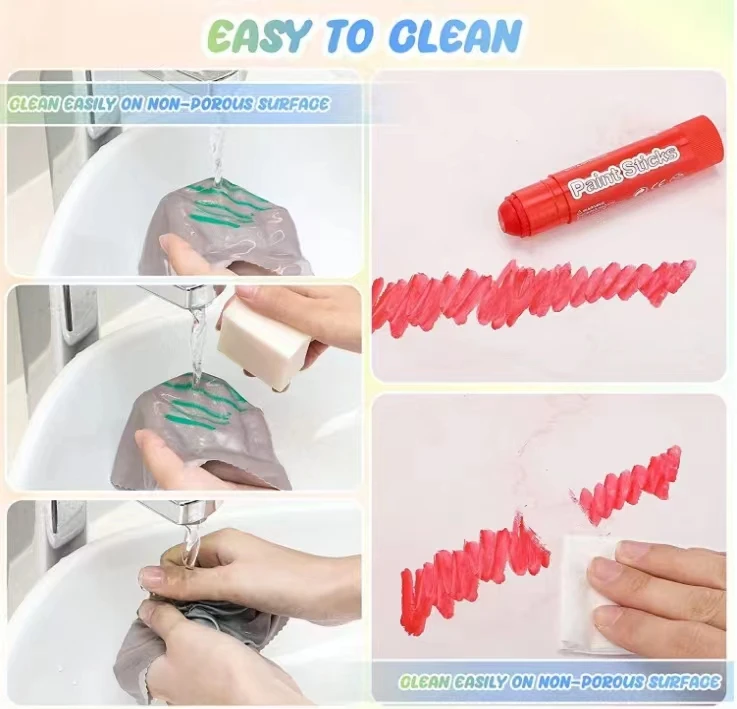 MeiduGaga 12 classic colors quick drying mess free solid paint sticks solid tempera paint sticks crayon set kit pastel