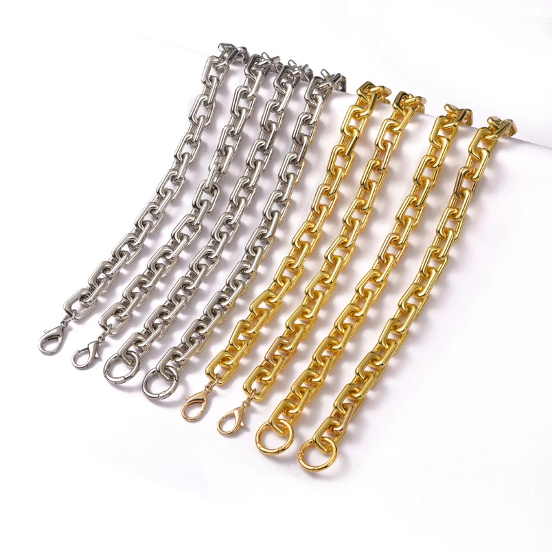 24k Gold Thick Chain Rectangle Alloy Handle for Bag Strap Replace