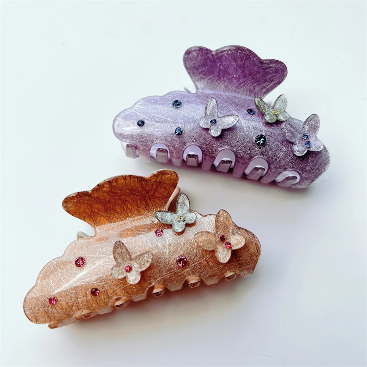 Ins fashion hair claw butterfly hair clip hair accessory resin acrylic pink  elegant women claw clip