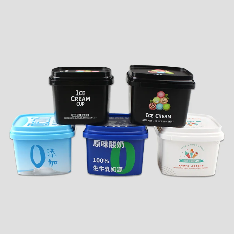 Plastic cups with lids and spoon In-mold Labeled 130ml ice cream cup Customized pp plastic yogurt cup fruit dessert yogurt