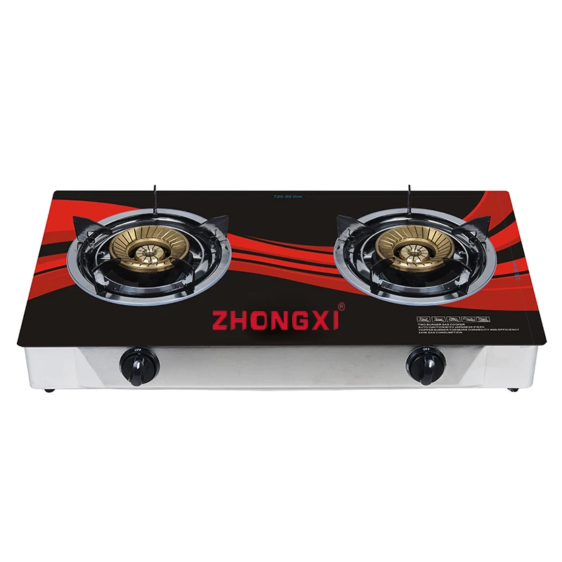 2 Burner Iron Capsets Glass Gas Cooker Stove CKD Home Cooking Appliance Kitchen Cookware