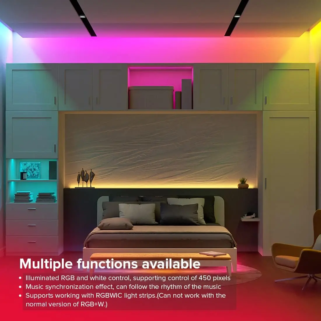 RGBW 2.4Ghz Bluetooth SPI TTL LED Controller Compatible with SK6812 RGBW WS2814 5V 12V 24V 2.4G RF Remote APP Control Music Mode