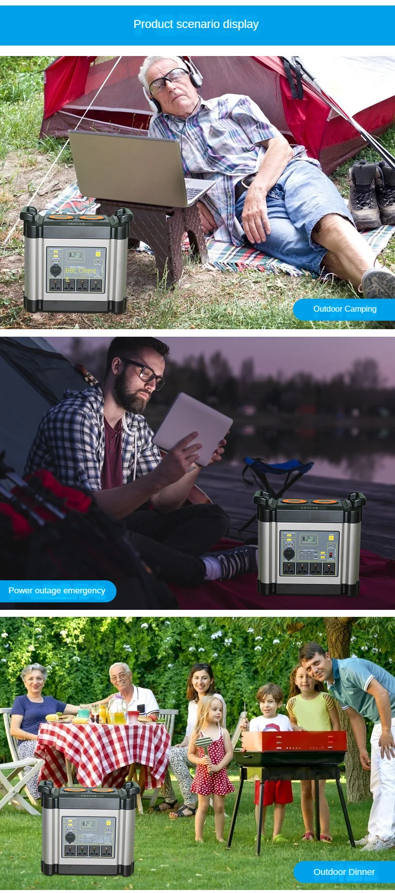 Wholesale Price Solar With Pure Sine Wave 1000w 1500w 2000w  3000w Fast Charging Portable Power Station For Outdoor And Home