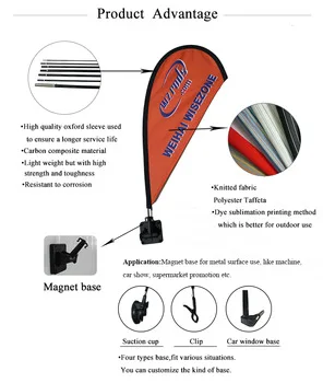 2019 Promotional Mini Banner Wzrods Teardrop Shape Custom Design  Wholesale Hot Sell Magnetic Car Flag