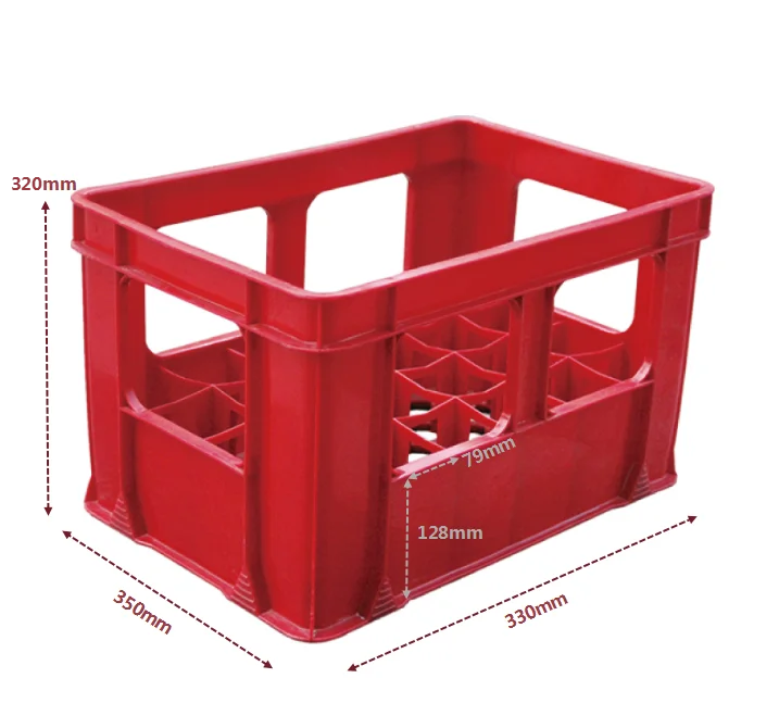 HAOSEN Recyclable PP HDPE Plastic Beer Storage Box 24 Bottles 650ml Capacity Stackable Mesh Basket Convenient Transport Storage