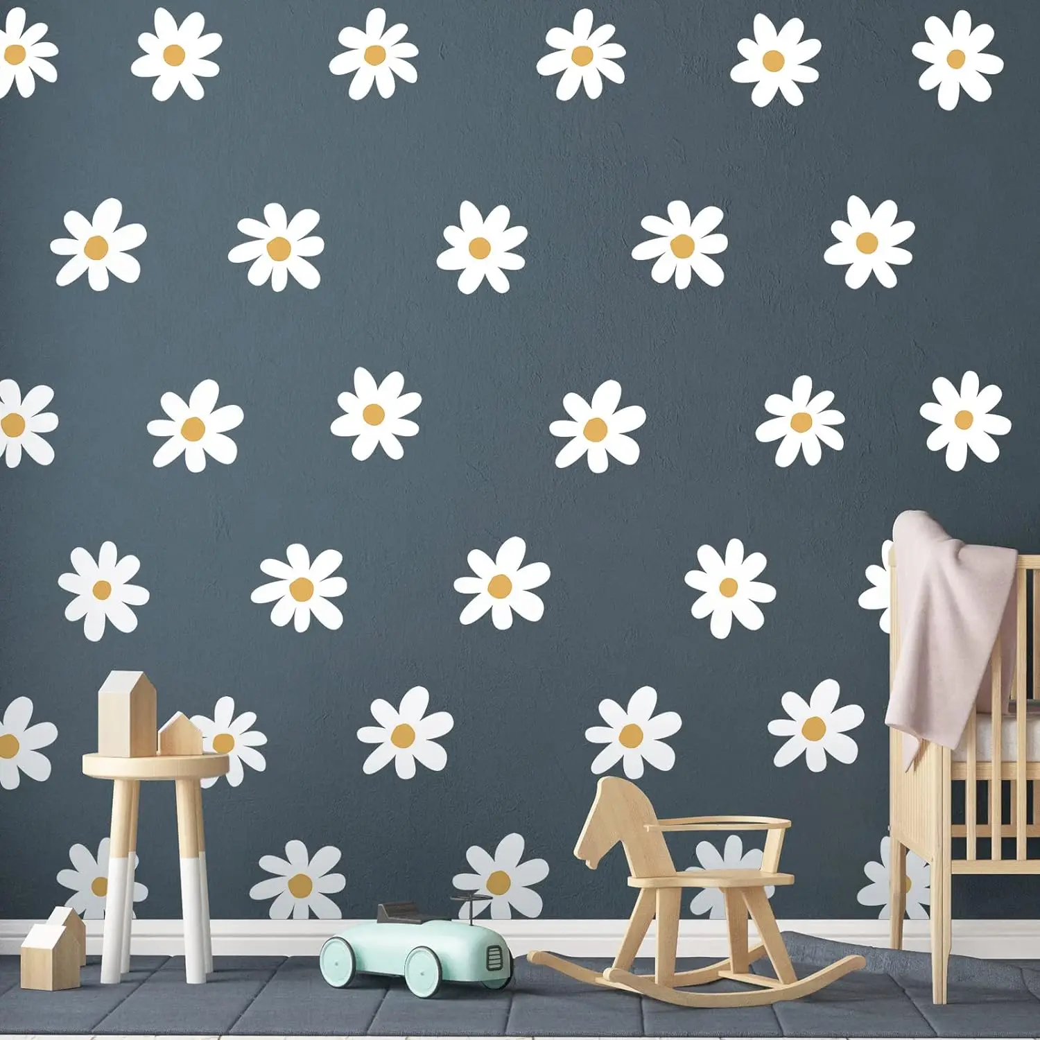 Daisy Wall Decal Flower Vinyl Wall Decals Floral Decals Peel and Stick Daisy Stickers for Kids Nursery Wall Art Bedroom