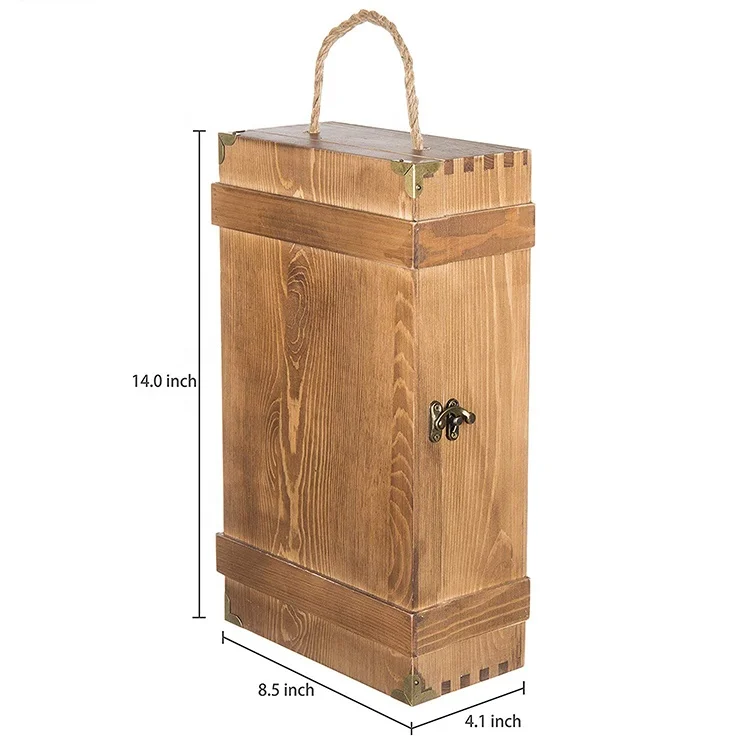 FHbiz Wholesale Customized Cheap Single 2 Pieces Bulk Wooden Wine Boxes Gift