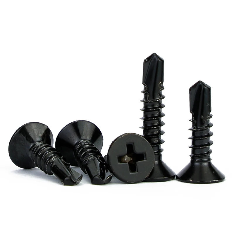 Black Phillips flat head self drilling screw taiwan self drilling screw with epdm washer