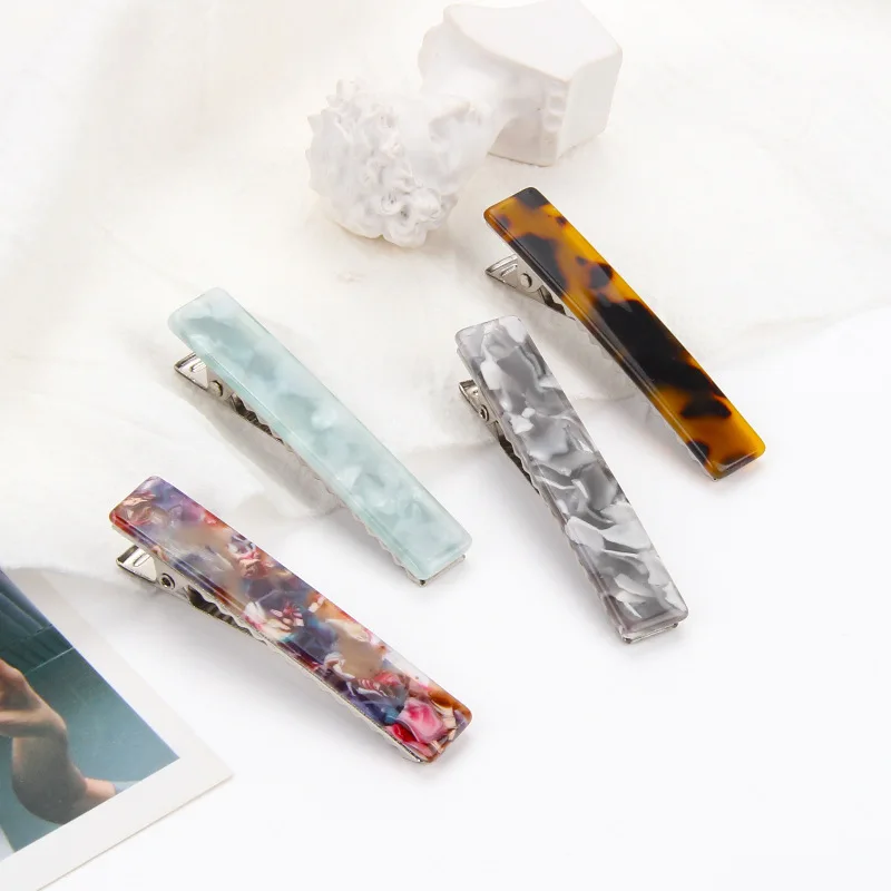 Wholesale Fashion Waterproof Durable Acetate Rectangle Barrettes Hair Clips Hair Accessories Women Girls